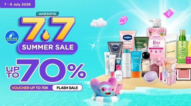 Watsons 7.7 Summer Sale Digelar 7-9 Juli, Diskon hingga 70% untuk Skincare hingga Vitamin