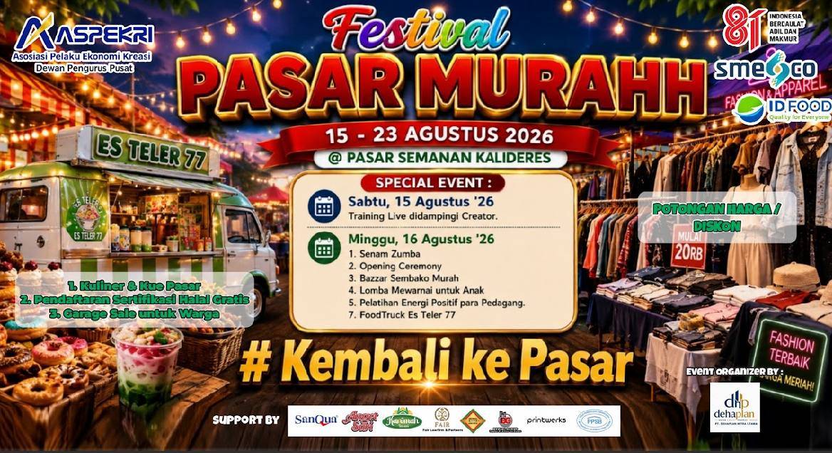 Festival Pasar Murah ASPEKRI Hadir di Pasar Semanan Kalideres, 15&ndash;23 Agustus 2026