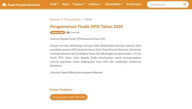 Pengumuman Opsi 2026