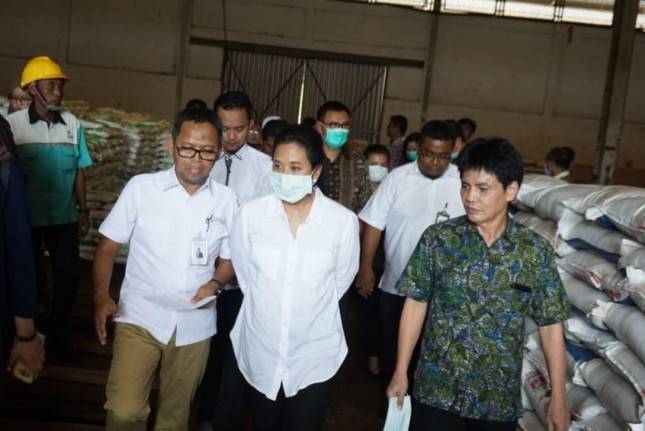 Cek Gudang Pupuk di Cianjur, Menteri Rini Pastikan Stok Pupuk Bersubsidi Aman di Akhir Musim Tanam