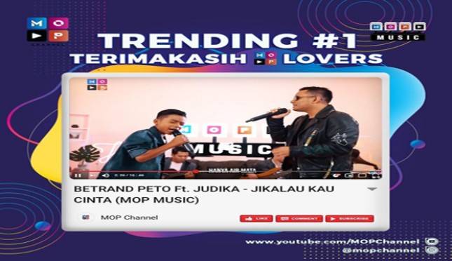 Betrand Peto Trending Topic No.1 di Youtube Saat Berduet Dengan Judika  