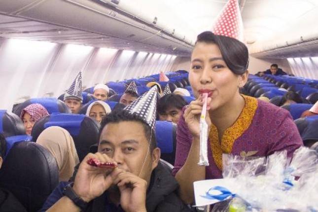 Sriwijaya Air Rayakan Malam Pergantian Tahun Bersama Penumpang di Udara