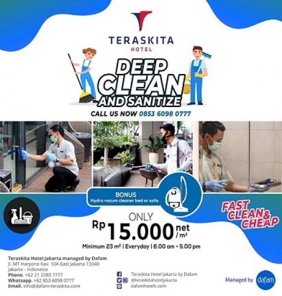 Antisipasi Covid-19, Teraskita Hotel Jakarta Tawarkan Paket Deep Clean & Sanitize