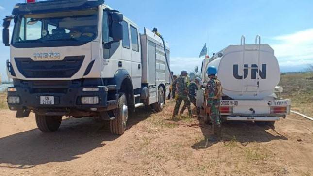 Satgas TNI Konga XXXIX-B MONUSCO Berperan Padamkan Kebakaran di Kalemie