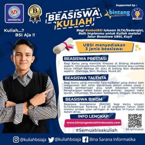 UBSI Buka Program Beasiswa Agar Semua Bisa Kuliah 