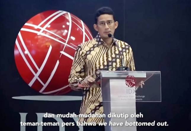 Ekonomi Minus 5,32%, Sandiaga Uno: We Have Bottomed Out, Jika Mau Selamat Percepat Realisasi Dana PEN 