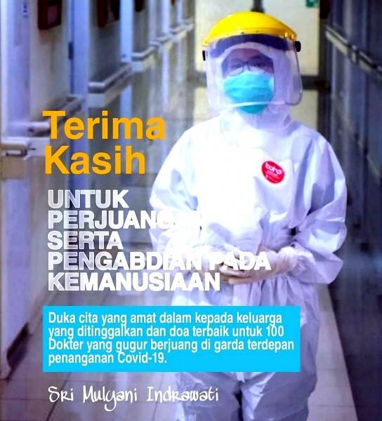 100 Dokter Gugur, Sri Mulyani Berduka...Netizen: Mohon Ibu Menteri Bebaskan Tenaga Medis dari PPh 21 Sebagai Wujud Kepedulian Ibu!  