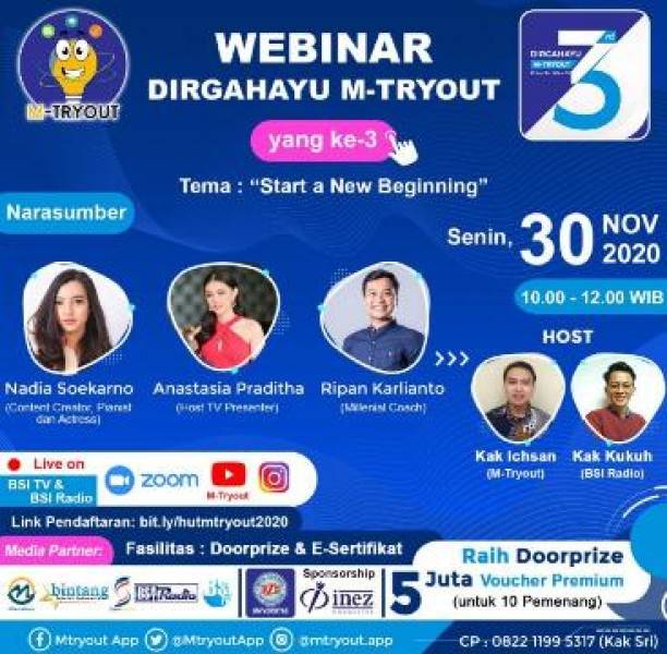 M-Tryout akan Menggelar Webinar Dirgahayu M-Tryout 