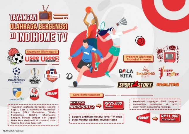Telkom Hadirkan Tayangan Olahraga melalui Channel Usee Sports di IndiHome TV