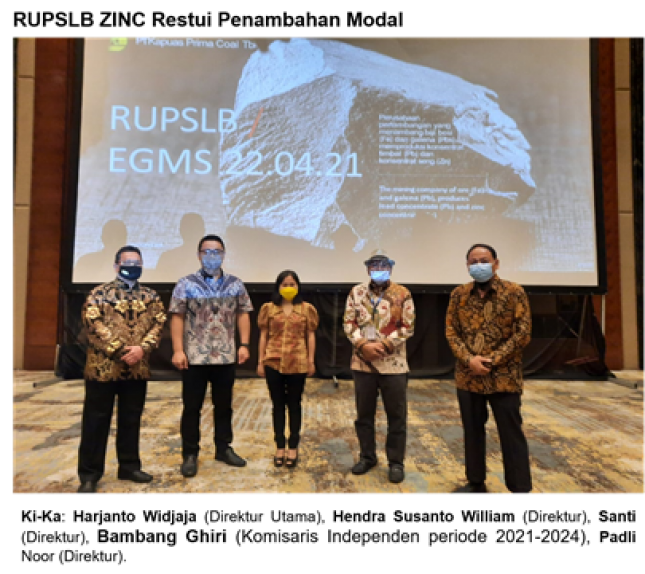 RUPSLB ZINC Setujui Rencana Ekspansi dan Program Kerja ke Depan 