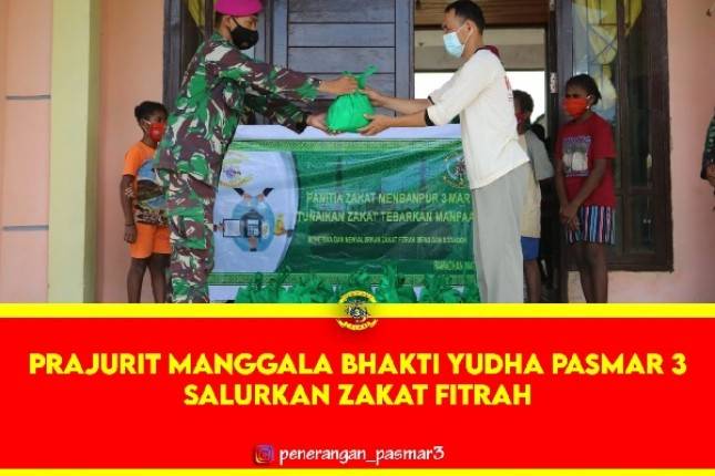 Prajurit Menbanpur 3 Marinir Pasmar 3 Donasikan Zakat Fitrah