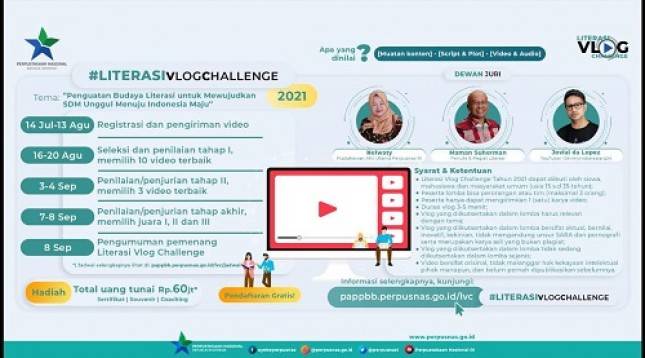 Yuk Buruan Daftar! Perpusnas Gelar Literasi Vlog Challenge Berhadiah Puluhan Juta Rupiah