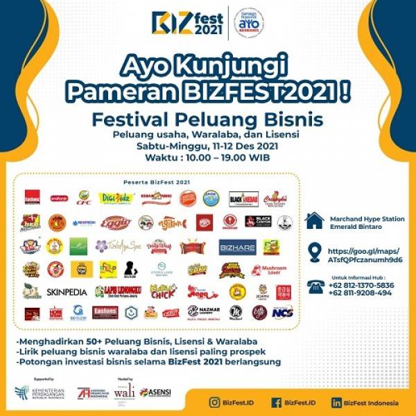 Pameran BizFest 2021 Hadirkan 50 Peluang Bisnis, Lisensi dan Waralaba