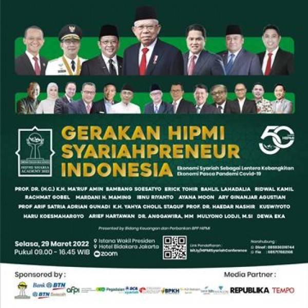 Wapres Ma'ruf Amin Bakal Resmikan HIPMI Syariah Conference 2022