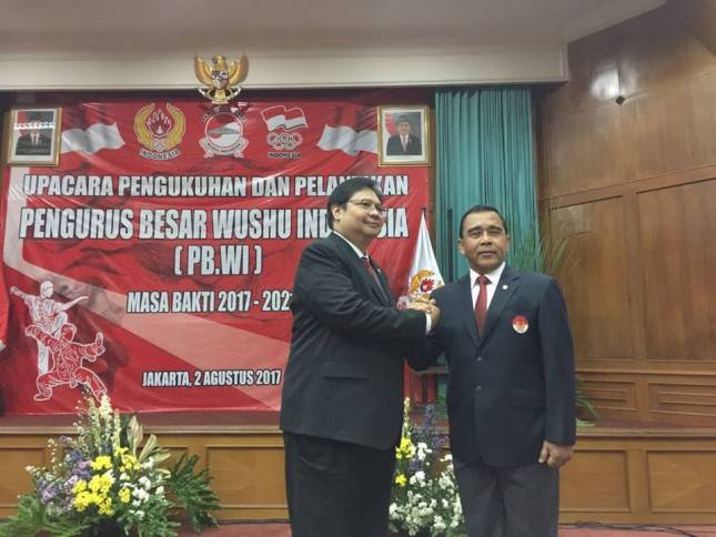 Menperin, Airlangga Hartarto Resmi Dilantik Sebagai Ketum PB Wushu Indonesia Masa Bakti 2017-2021