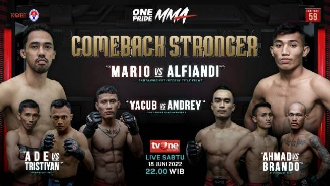 One Pride Fight Night 59 Comeback Stronger Dijadwalkan Dihelat di Tennis Indoor Senayan