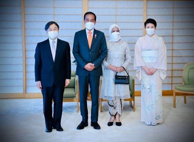 Presiden Jokowi dan Ibu Iriana diterima Kaisar dan Permaisuri Jepang