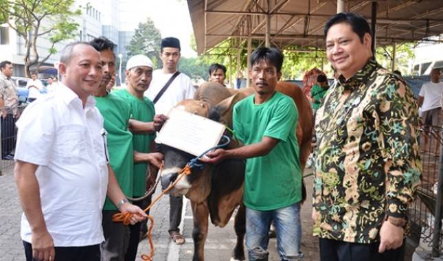 Menperin Airlangga Hartarto Serahkan Hewan Kurban 