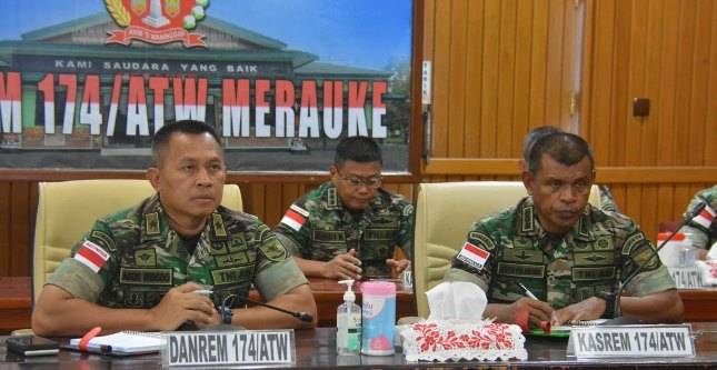Danrem Merauke Berikan Pengarahan kepada Para Dansat Organik, Dansatgas dan Danpos Satgas Jajaran Korem 174/ATW