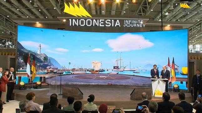 Bertema Kapal Pinisi, Jokowi Bersama Kanselir Jerman Resmikan Paviliun Indonesia di Hannover Messe 2023