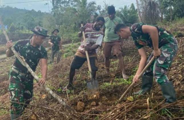 Satgas Yonif 143/TWEJ Ajak Berkebun Masyarakat Papua