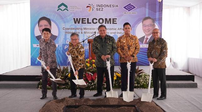 Menteri Singapura dan Menko Airlangga Groundbreaking Pabrik PT Dongjin Textile Indonesia di KEK Kendal