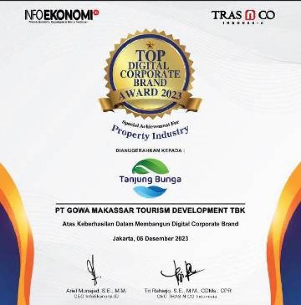 PT Gowa Makassar Raih Top Digital Corporate Brand Award 2023