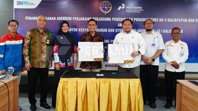PT KPI dan KSOP Kelas 1 Balikpapan Teken Perjanjian Kerja Sama Penggunaan Perairan TUKS RU V dan SPM Lawe-lawe