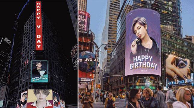 Dapat Ucapan Ulang Tahun, Wajah V BTS Bakal Hiasi Times Square