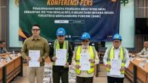 Konferensi pers pemusnahan 312 ton Meat Bone Meal (MBM) asal Brasil senilai Rp2,4 miliar oleh Kementan (foto ditjenpkh/AI)