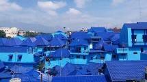 Kampung Biru Arema di kawasan Embong Brantas, Malang (Foto: ngalam.co)