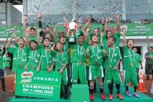 SD Islam Al Jannah Cibubur memenangkan juara MILO Football Championship Jakarta 2018. (Dok Industry.co.id)