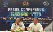 Menteri Komunikasi dan Informatika Rudiantara bersama Kepala Staf Angkatan Laut (KASAL) Laksamana TNI Ade Supandi saat konferensi pers MNEK 2018