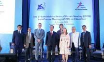 Menristekdikti Mohamad Nasir saat membuka secara resmi pertemuan Intermediate Senior Official Meeting (ISOM) Asia Europe Meeting (ASEM) on Education ke-3 di Jakarta