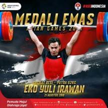 Atlet Angkat Besi, Eko Yuli Irawan sumbang emas kelima untuk Indonesia di Asian Games 2018