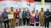 Anggota OASE Bintang Puspayoga saat memberikan sambutan pembukaan acara di Malaka, NTT, Selasa (18/9/2018).