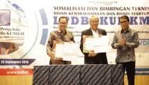 Dirut LPDB KUMKM Braman pada acara Sosialisasi dan Bimbingan Teknis Bisnis Kewirausahaan dan Start-Up LPDB KUMKM di Universitas Prasetiya Mulya, Serpong, Selasa (25/9).