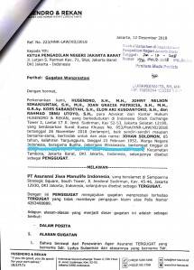 Dugaan Wanprestasi Manulife Masuk Meja Pengadilan