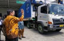 Menteri Perindustrian Airlangga Hartarto saat melepas kontainer ekspor ke-3000 PT Bayer Indonesia