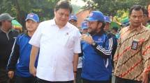 Menteri Perindustrian, Airlangga Hartarto pada saat acara HUT ke-44 Serikat Pekerja Seluruh Indonesia (SPSI) di Sidoarjo, Jawa Timur