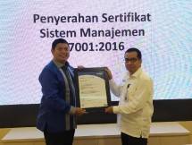 Pusat PVTPP Kementan Terima Sertifikat Sistem Manajemen Anti Penyuapan