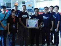 Direktur Digital Business Telkom Faizal R. Djoemadi (keempat dari kanan) memberikan pesan motivasi dalam launching program Indigo Game Startup Incubation