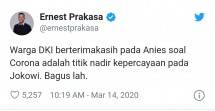 Cuitan Ernest Kritik Jokowi di twitter