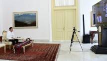 Presiden Pimpin Rapat Melalui Telekonfrensi dari Istana Bogor (foto Setkab) 