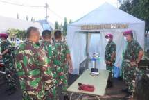 Seluruh Prajurit Marinir Karangpaling Didisinfektan Cegah Dini Penularan Covid-19
