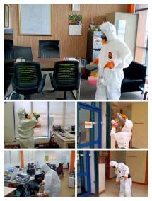 CEGAH VIRUS CORONA, JIEP LAKUKAN SINERGI DENGAN PT SUCOFINDO UNTUK SEMPROT DISINFEKTAN DI AREA KAWASAN JIEP