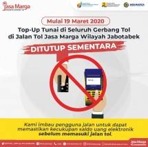 Top-Up Tunai di Seluruh Gerbang Tol Jabotabek Ditutup Sementara