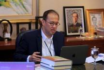 Direktur Digital dan Teknologi Informasi (TI) Bank BRI Indra Utoyo dalam sesi virtual meeting bersama CEO Google Cloud, Thomas Kurian