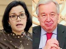 Menkeu Sri Mulyani dan Sekjen PBB Antonio Guiteres 