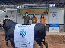 CEO FIFGROUP Margono Tanuwijaya (kiri) menyerahkan secara simbolis streoform Tebar Kurban Nusantara kepada Camat Cilandak Mundari (tengah) didampingi oleh Human Capital, General Support And Corporate Communication Director FIFGROUP, Esther Sri Harjati. Pada musim haji Idul Adha tahun ini, FIFGROUP menyalurkan Dana Sosial Syariah untuk sedekah kurban senilai Rp 1,7 miliar untuk pembelian 537 kambing dan 2 ekor sapi.